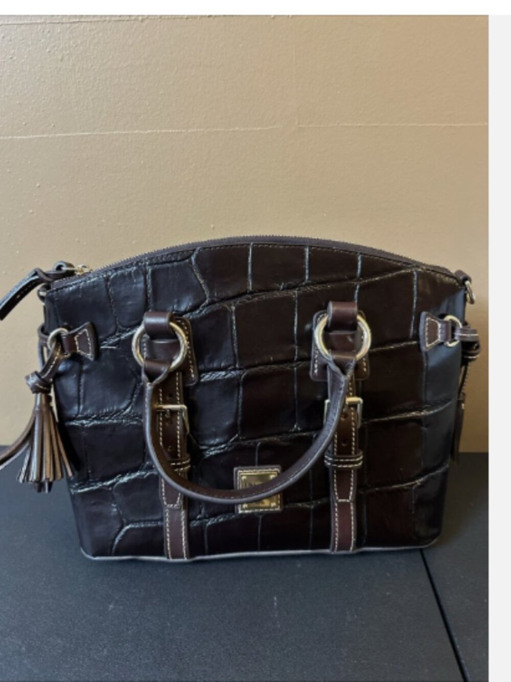 Dooney & Bourke Denison Croc Bristol Satchel-Espresso-NEW-A707625